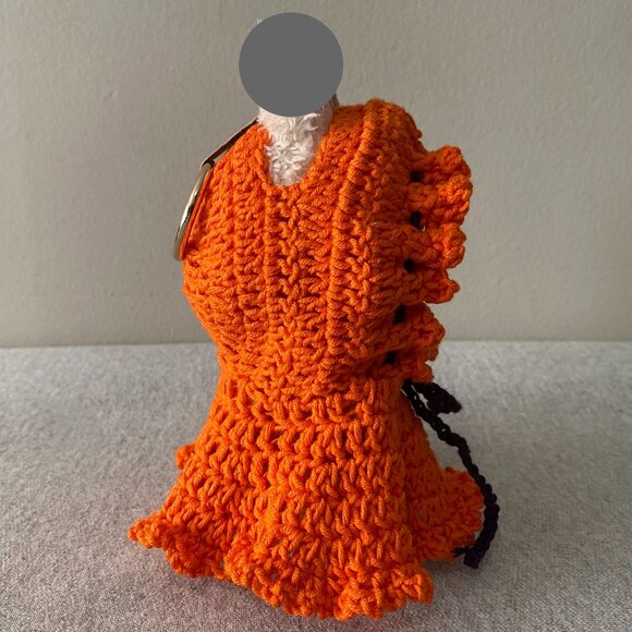 Handmade Crochet Orange Purple Hooded Cloak Outfit for 17cm Doll 1-Piece Set - Picture 4 of 5